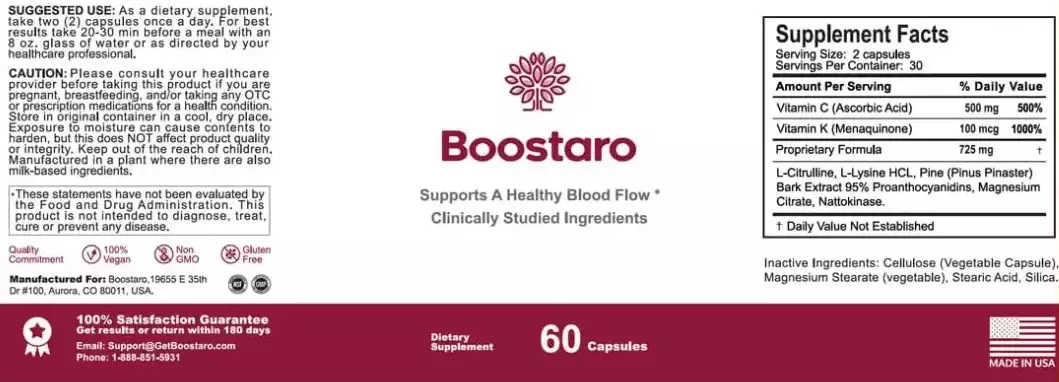 Boostaro Product Label